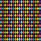 Colorful funky circus style diamond pattern on black background