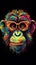 colorful Funky monkey with sunglasses