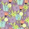 Colorful funny flower print for paper, cover, textile seamless pattern