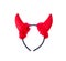 Colorful funny halloween fuzzy devil horns headband  isolated on white background , Head decoration for party