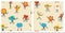 Colorful funny happy face label seamless pattern set. Collection of trendy retro sticker cartoon backgrounds. Weird