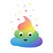 Colorful funny rainbow poop, cute excrement of unicorn isolated vector