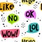 Colorful funny speech bubble seamless pattern. Hand drawing lettering, decoration elements. flat vector.