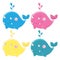 Colorful funny whales Vector character