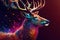 Colorful futuristic colorful deer animal realistic Christmas background wallpaper Generative AI