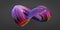 Colorful futuristic curvy torus textured object on dark background 3D rendering illustration