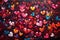 Colorful futuristic painting hearts pattern background. Valentine's Day card