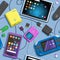 Colorful gadgets, seamless pattern.