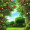 Colorful garden paradise with apples and bible - Ai generated