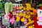 Colorful garlands display for sale to pray hindu god