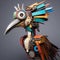 Colorful Gear Bird: Hyper-realistic Sci-fi Sculpture Inspired By Trash And Moche Art
