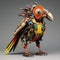 Colorful Gear Bird: Retro-futuristic Cyberpunk Sculpture