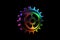 Colorful Gear Icon Black Background. Generative AI