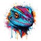 Colorful Gecko Head in Dark Bronze and Azure Neonpunk Style for Lith Printing.