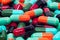 Colorful gelatin pills capsules