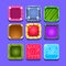 Colorful Gems Flash Game Element Templates Design Set With Square Candy For Three In The Row Type Of Video