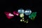 Colorful gems isolated on a black background