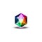 Colorful gemstone, logo jewels and crystals, isolated