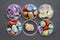 Colorful gemstones with Gypsum rosette