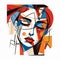 Colorful Geometric Abstract Illustration Of A Woman\\\'s Face In Dynamic Cubism Style