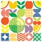 Colorful geometric fruit illustration artwork poster. Scandinavian style flat abstract vector pattern design. Melon.
