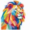 Colorful Geometric Lion Illustration In De Stijl Style