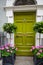 Colorful georgian doors in Dublin, Ireland. Historic doors in different colors painted as protest against English King