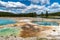 Colorful geothermal feature at the Biscuit Basin geothermal area in Yellowstone National Park