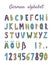 Colorful German alphabet in scandinavian style on white background. Cute letters for your design.