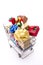 Colorful gift boxes cart