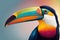 Colorful gigantic toucan at extreme close up