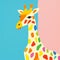 Colorful Giraffe Safari Animal Artwork For Nursery Room