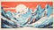 Colorful Glacier Postcard: Grand Teton National Park, Shepard Fairey Style