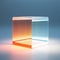 Colorful Glass Cube On Gray Background With Light Reflections