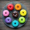 Colorful glazed donuts