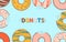 Colorful glazed donuts. Food background with delicious donuts