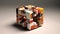 Colorful Glazed Earthenware Cube: A Dada-inspired Construction