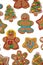 Colorful, glazed gingerbread Christmas cookies