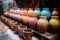 colorful glazes melting on pottery in a kiln