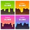 Colorful glittery slimy dribbles. Slime backgrounds set.