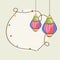 Colorful Glossy Arabic Lanterns Hang And Stars Decorated Background With Space For Text