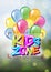 Colorful glossy balloons with Kids zone plate for children playg