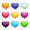 Colorful glossy hearts collection.