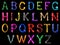 Colorful glossy large latin letters drawn with paint isolated on a white background