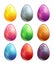 Colorful glossy metal eggs set.