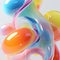 Colorful glossy plastic abstract 3D background, shiny rubber waves and bubbles, silicone parts