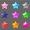 Colorful glossy star icon set