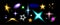 Colorful Glow Stars vector in various styles.