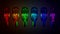 Colorful glowing incandescent light bulbs