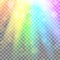Colorful glowing light. Rainbow rays. Rainbow . Glaring effect with transparency. Graphic element for documents, templates,